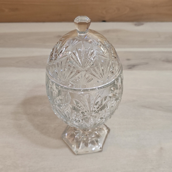 Vintage Egg Shape Cut Crystal Glass Candy Dish With Lid 8.5" Gorgeous - Picture 6 of 15